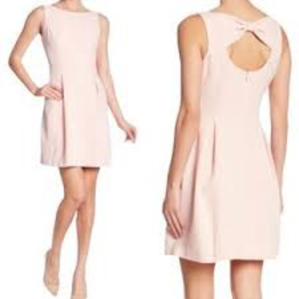 VINCE CAMUTO Blush Pink Mini Sheath Dress Bow Back Size 4